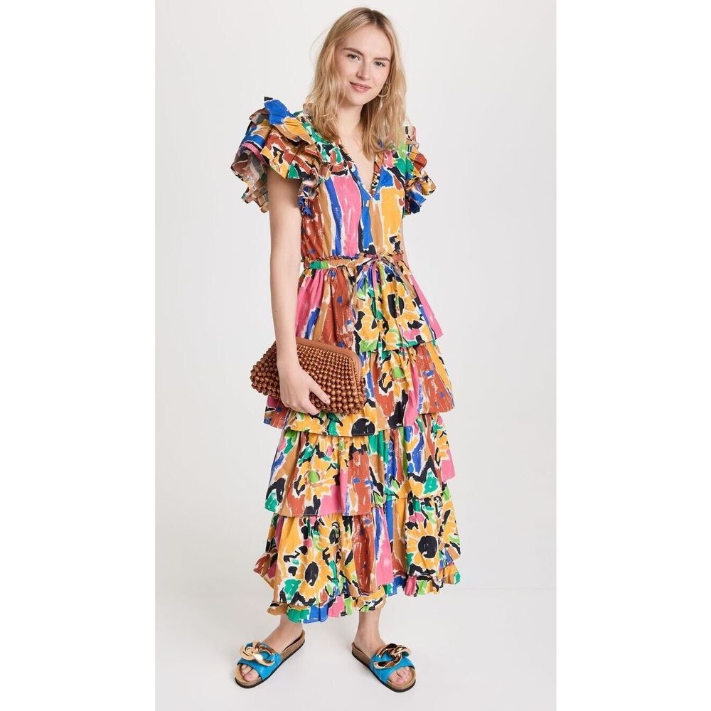 Anthropologie Love The Label Mix-Print Midi Dress - Picture 6 of 9